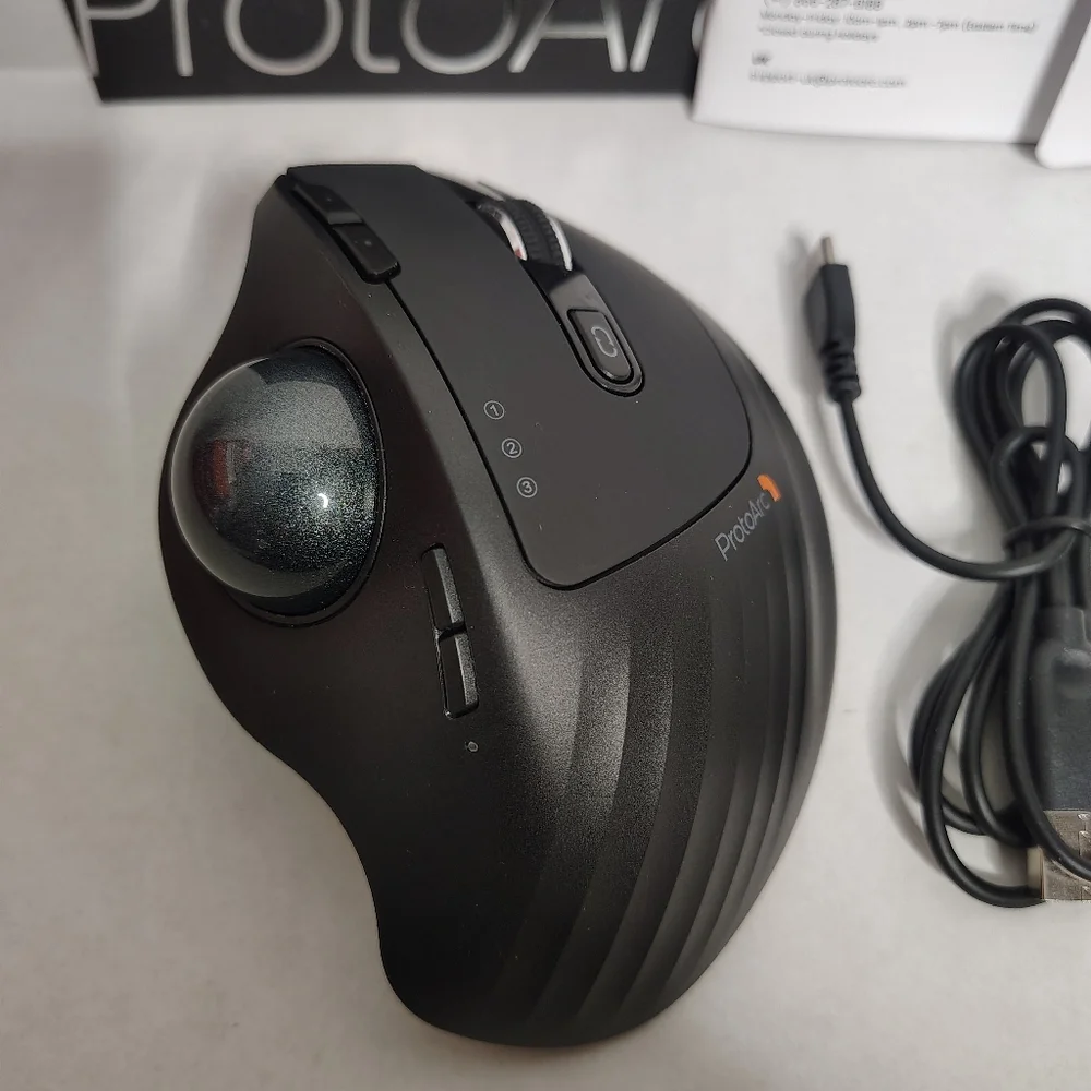 ProtoArc EM01 NL Ergonomic Bluetooth Wireless Trackball Mouse Rollerball Thumb